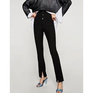 Zara high waisted split flare pant black